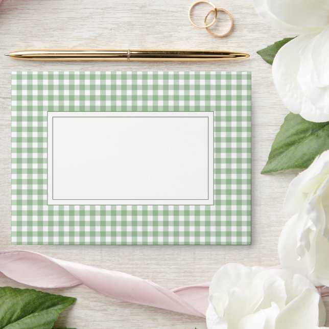Green Gingham Plaid  Envelope (Wedding)