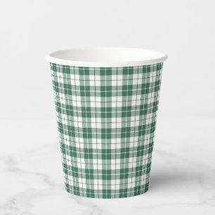 Green Gingham Plaid Gender Neutral Paper Cups
