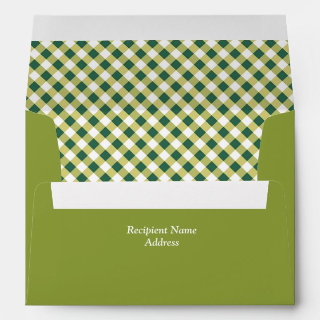 Green Gingham Plaid Lined Envelope (Back (Bottom))