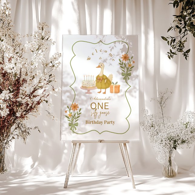  Green Gingham Silly Goose 1st Birthday (Créateur téléchargé)
