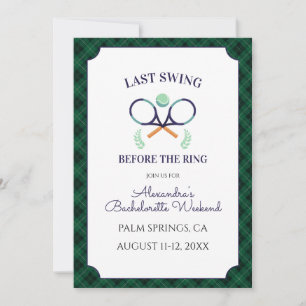 Green Gingham Tennis Bachelorette Party Invitation
