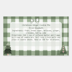 Green Gingham Trees Christmas Cookie Mix Labels