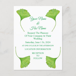 Green Ginko Leaves Thunder_Cove Invitation Postcard