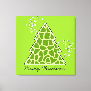 Green giraffe Christmas Tree Canvas Print