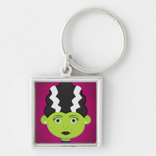 Green girl monster keychain