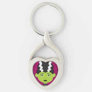 Green girl monster keychain