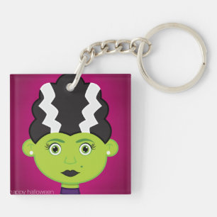 Green girl monster keychain