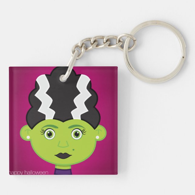 Green girl monster keychain (Back)