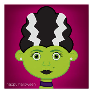 Green girl monster poster