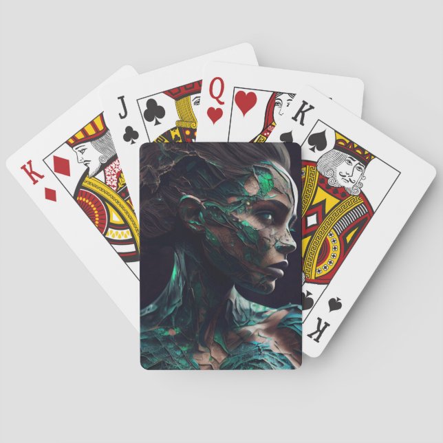 Green Girl Play Cards (Back)