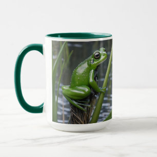 Green Glass Frog On Reeds At The River, Mug