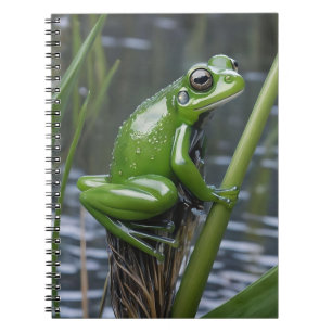 Green Glass Frog On Reeds At The River, Notebook