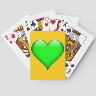 Green Glass Heart Customizable Playing Cards