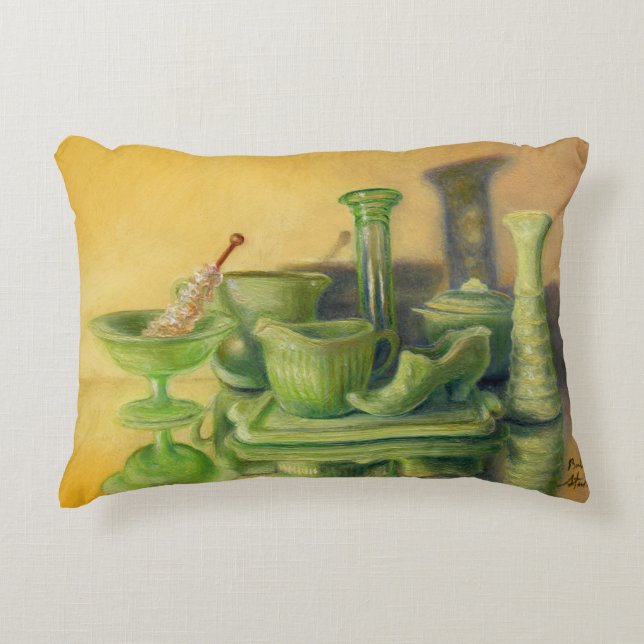 “Green Glassware” Accent Pillow (Front)