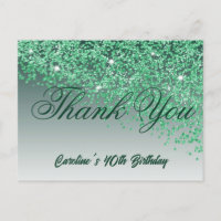 Green Glitter, 40th Birthday Thank You