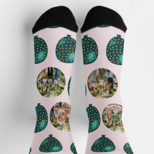 Green Glitter Balloons Birthday 4 Photo Collage Socks