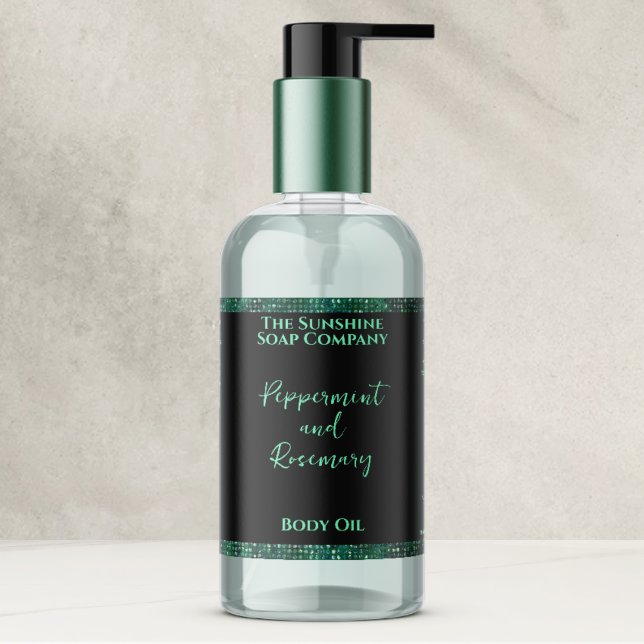 Green Glitter & Black Cosmetics Bottle Label (Creator Uploaded)