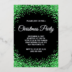 Green Glitter Border Black Christmas Party