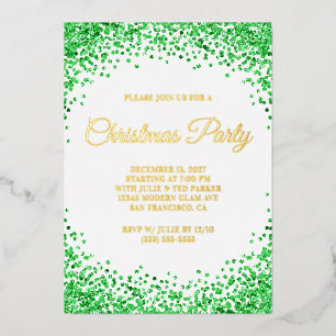 Green Glitter Border White Christmas Party