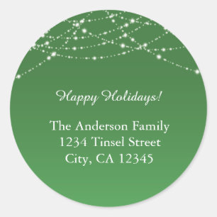 Green & Glitter Christmas Holiday Address Labels
