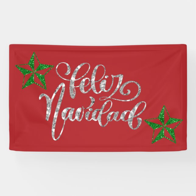 Green Glitter Christmas Star Banner (Horizontal)