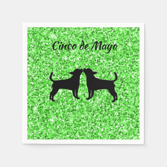Green Glitter Cinco de Mayo Party Napkins (Front)