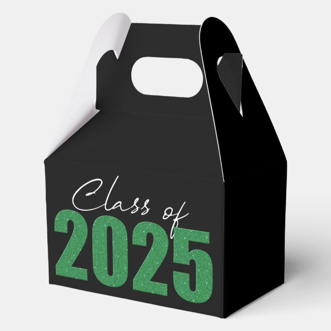 Green Glitter Class of 2025 Favor Box (Front)