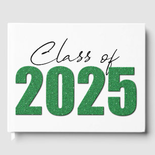 Green Glitter Class of 2025 Guest Book