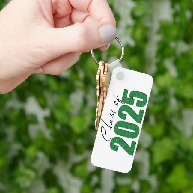 Green Glitter Class of 2025 Keychain (Hand)