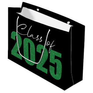 Green Glitter Class of 2025 Large Gift Bag