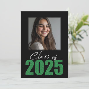 Green Glitter Class of 2025 Photo Open House Invitation