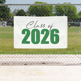 Green Glitter Class of 2026 Banner
