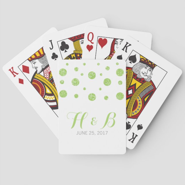 Green Glitter Confetti Playing Cards (Back)