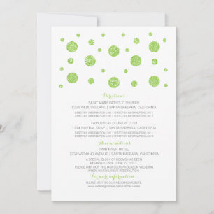 Green Glitter Confetti Wedding Information Card