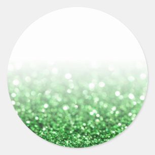 Green Glitter Custom Trendy Classic Round Sticker