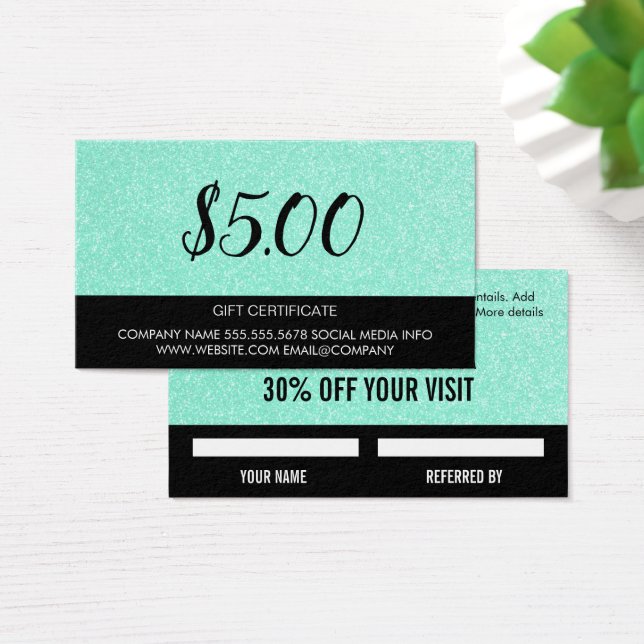 Green Glitter | Discount Card (Desk)