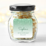Green Glitter Drip 18th Birthday Square Square Sticker<br><div class="desc">These chic 18th birthday stickers feature a sparkly green faux glitter drip border and green ombre background. Personalize them with the guest of honour's name in handwriting script,  along with her birthday and date below.</div>