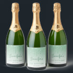 Green Glitter Drip 21st Birthday Party Sparkling Wine Label<br><div class="desc">These chic 21st birthday sparkling wine bottle labels feature a sparkly green faux glitter drip border and green ombre background. Personalize them with her name in green handwriting script,  with her birthday and date below in sans serif font.</div>