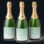 Green Glitter Drip 30th Birthday Party Sparkling Wine Label<br><div class="desc">These chic 30th birthday sparkling wine bottle labels feature a sparkly green faux glitter drip border and green ombre background. Personalize them with her name in green handwriting script,  with her birthday and date below in sans serif font.</div>