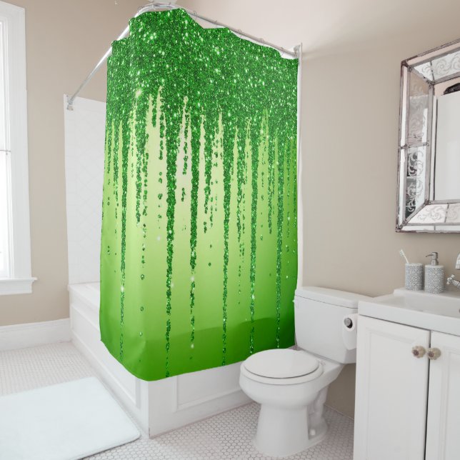 Green Glitter Drip Background With Sparkling (In Situ)