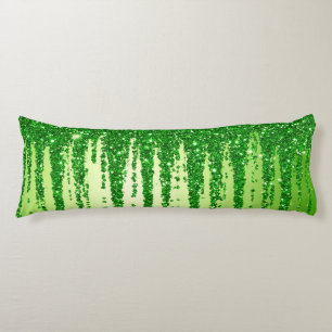 Green Glitter Drip Background With Sparkling Body Pillow