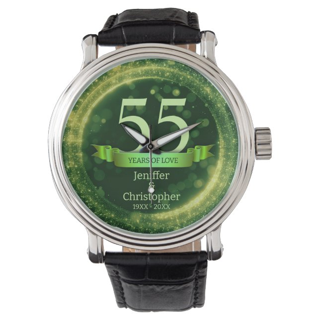 Green Glitter Edit Year Wedding Anniversary Watch (Front)
