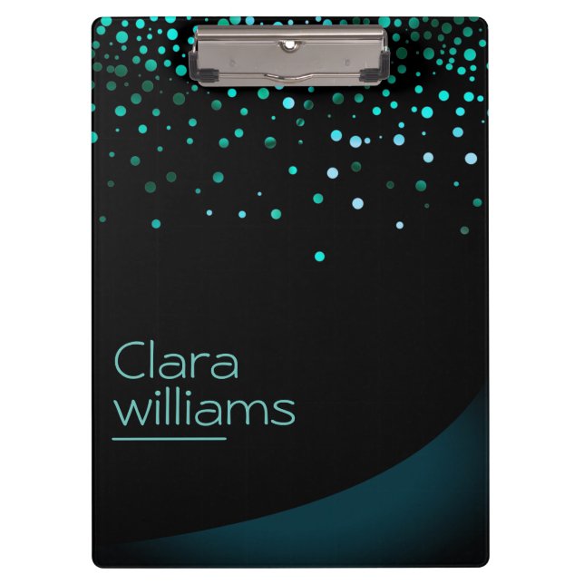 Green Glitter Faux Sparkle Confetti Modern Clipboard (Front)