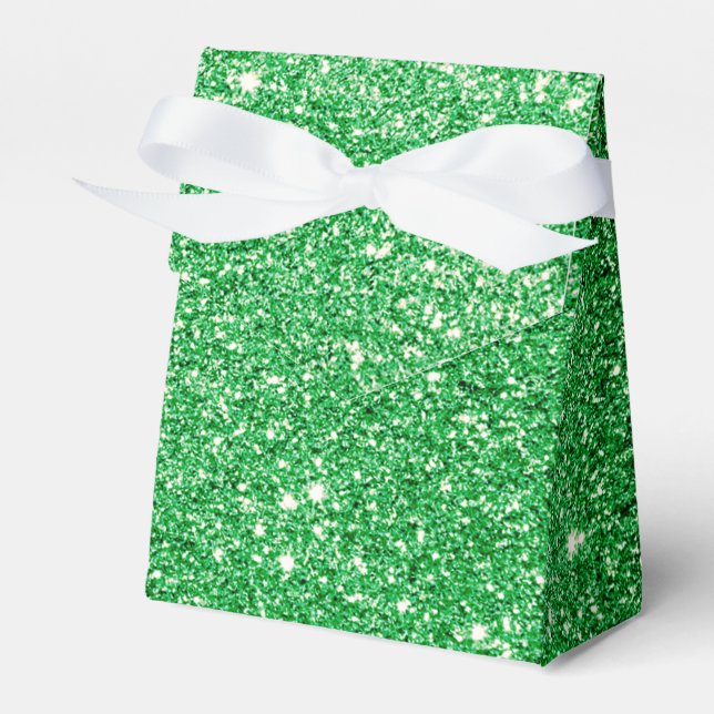 Green Glitter Favor Box (Front Side)