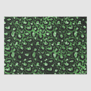 Green Glitter Glam Leopard Spots Pattern Tissue Paper