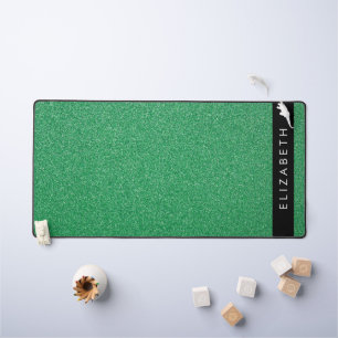 Green Glitter, Glitter Background, Your Name Desk Mat