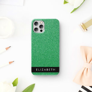 Green Glitter, Glitter Background, Your Name iPhone 16 Case