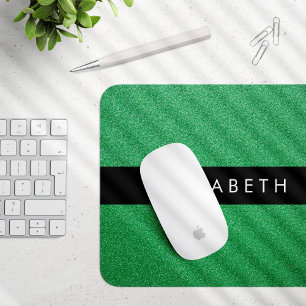 Green Glitter, Glitter Background, Your Name Mouse Pad