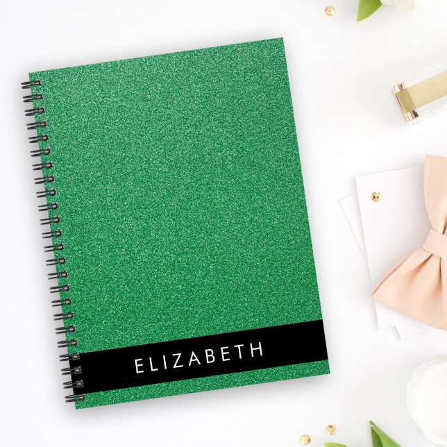 Green Glitter, Glitter Background, Your Name Notebook (Creator Uploaded)