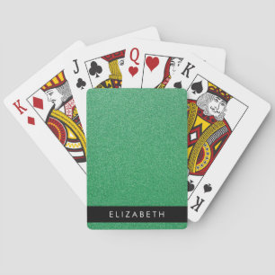 Green Glitter, Glitter Background, Your Name Playing Cards